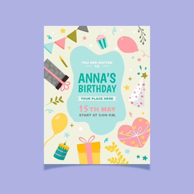 Vector hand drawn birthday invitation