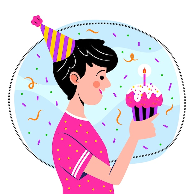 Illustrazione disegnata a mano dell'uomo di compleanno