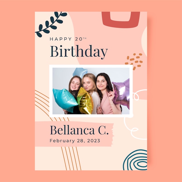 Vector hand drawn birthday party poster