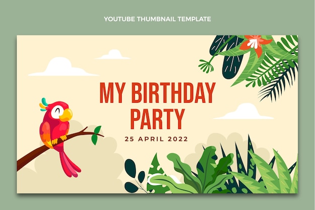 Vettore miniatura di youtube della festa di compleanno disegnata a mano