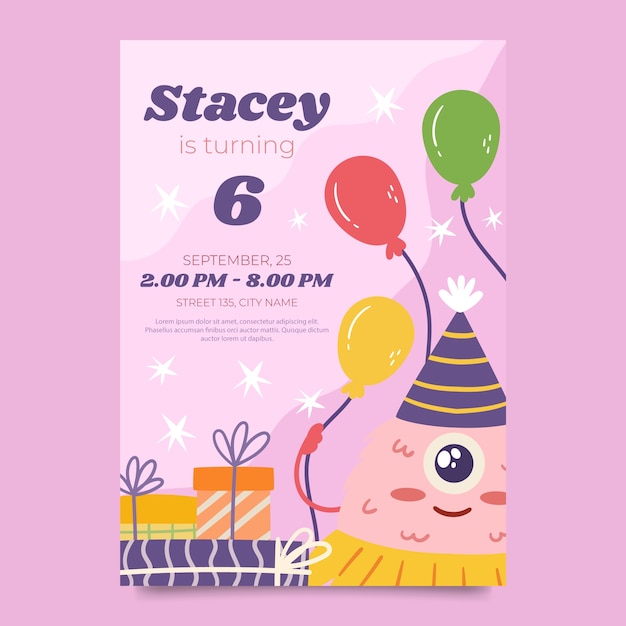 Vector hand drawn  birthday poster template