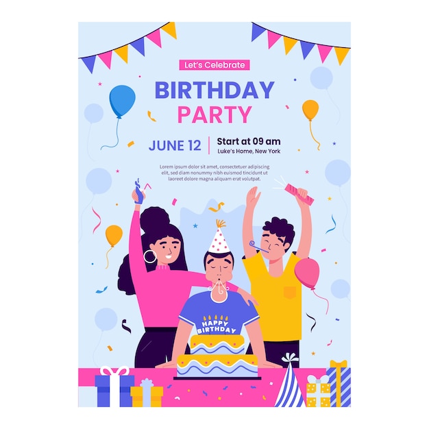 Hand drawn birthday template design