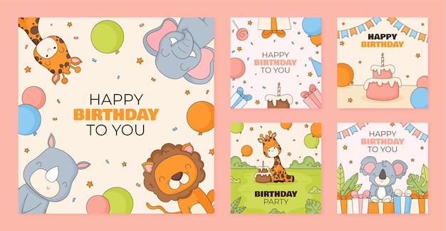 Vector hand drawn birthday template design