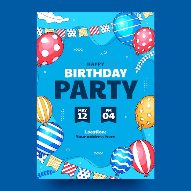 Vector hand drawn birthday template design