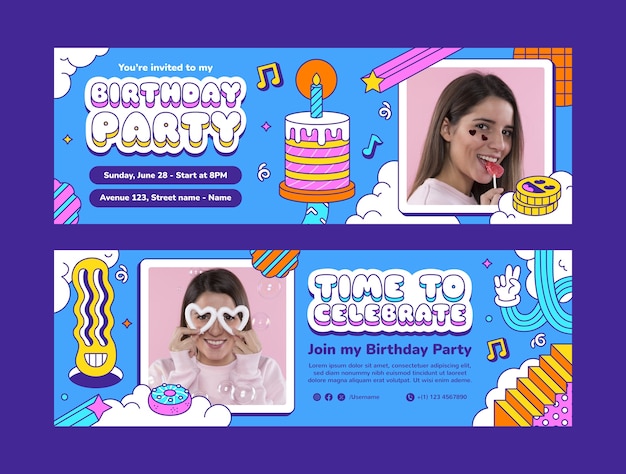 Hand drawn birthday template design