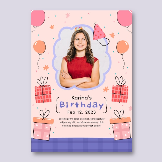 Vector hand drawn birthday template