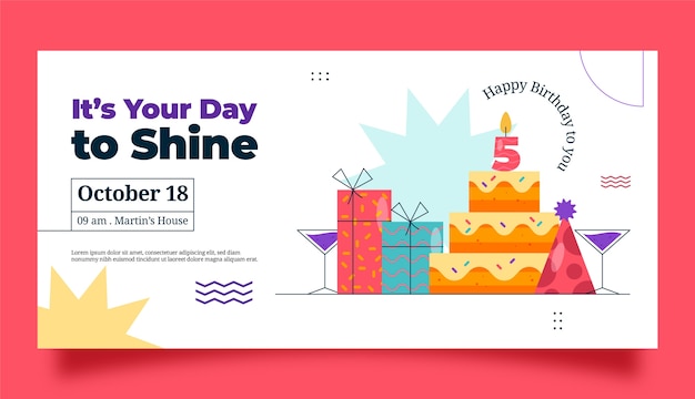 Vector hand drawn birthday template