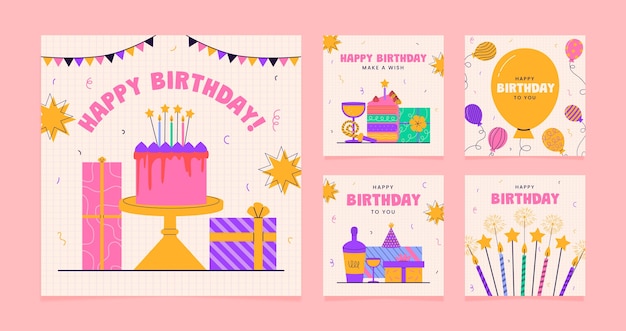 Vector hand drawn birthday template