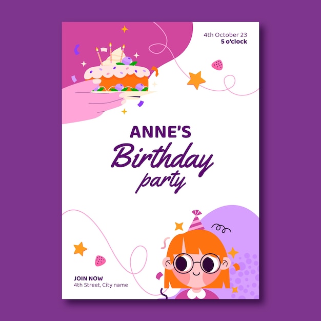 Vector hand drawn birthday  template