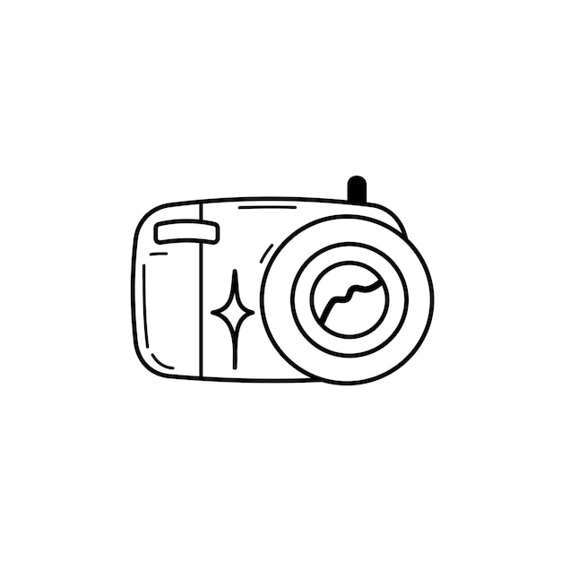 손으로 그린 흑백 사진 카메라 장식 요소를 촬영하기위한 만화 장치