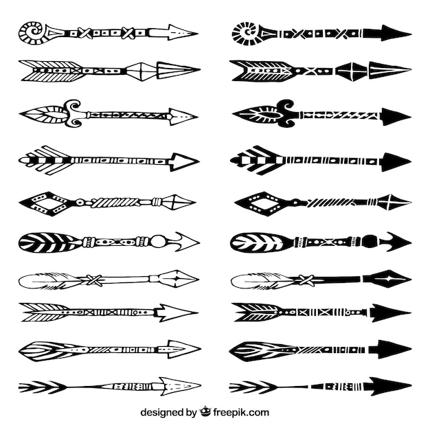 Vector hand drawn black arrows