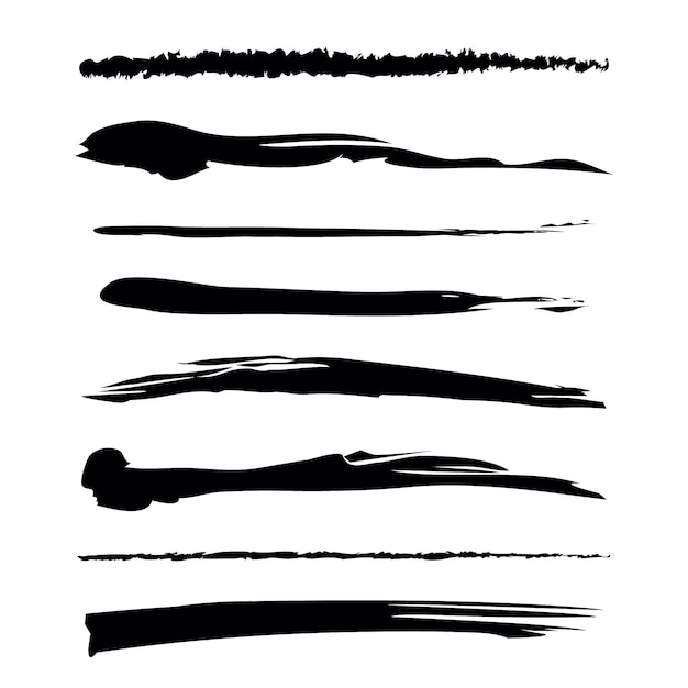 手描きの黒いブラッシュラインベクトル