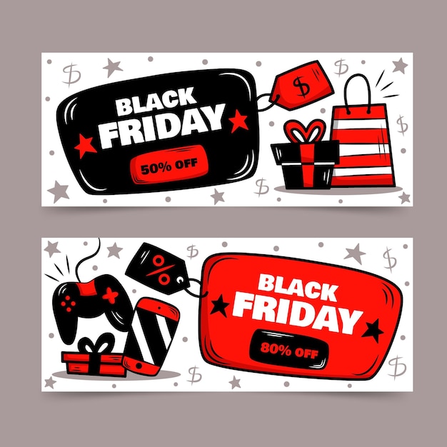 Hand drawn black friday banners