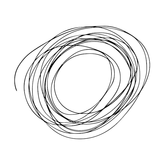 Illustrazione del cerchio del caos dell'inchiostro nero disegnato a mano cerchio disegnato a mano di doodle