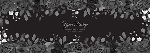 hand drawn black roses invitation card