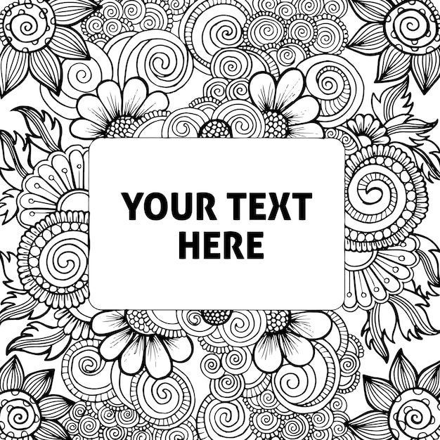 Hand Drawn Black & White Adult Coloring Background