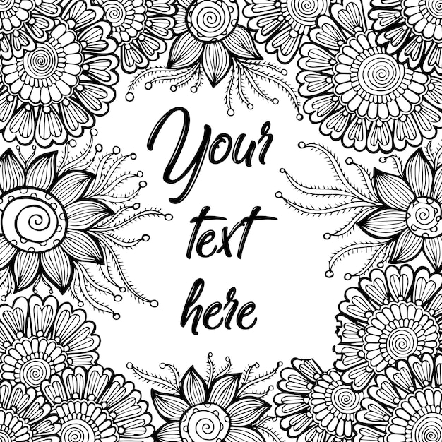 Hand Drawn Black & White Adult Coloring Background