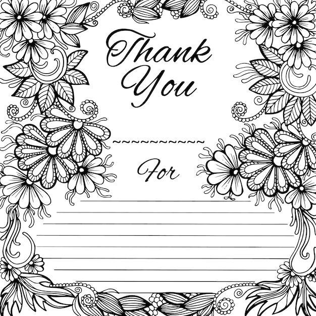 Hand drawn black & white adult coloring background