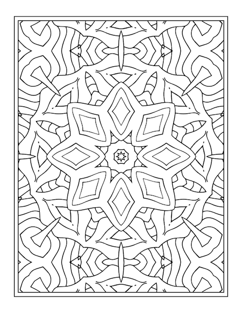 Pagina da colorare di mandala adulto bianco nero disegnato a mano