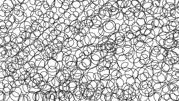 Ручно нарисованный черно-белый фон с кудрявой текстурой линии гранж вектора