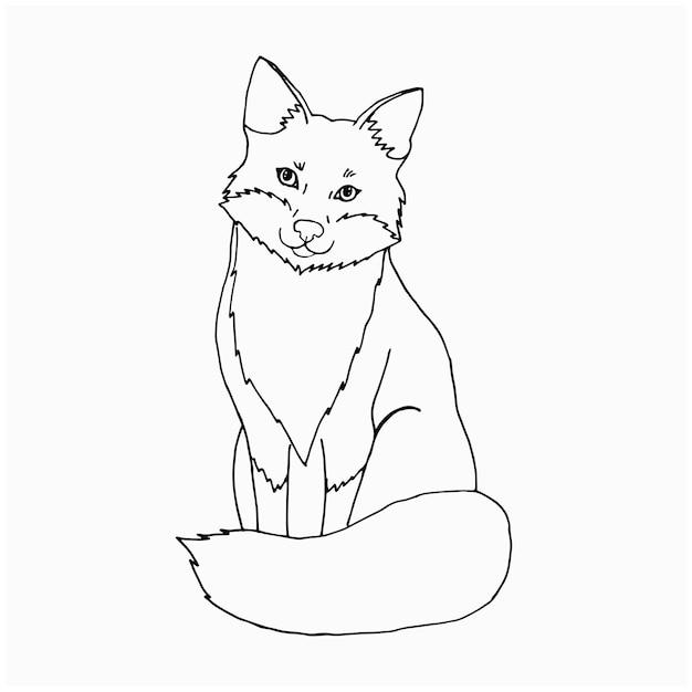 Hand drawn black and white fox illustration