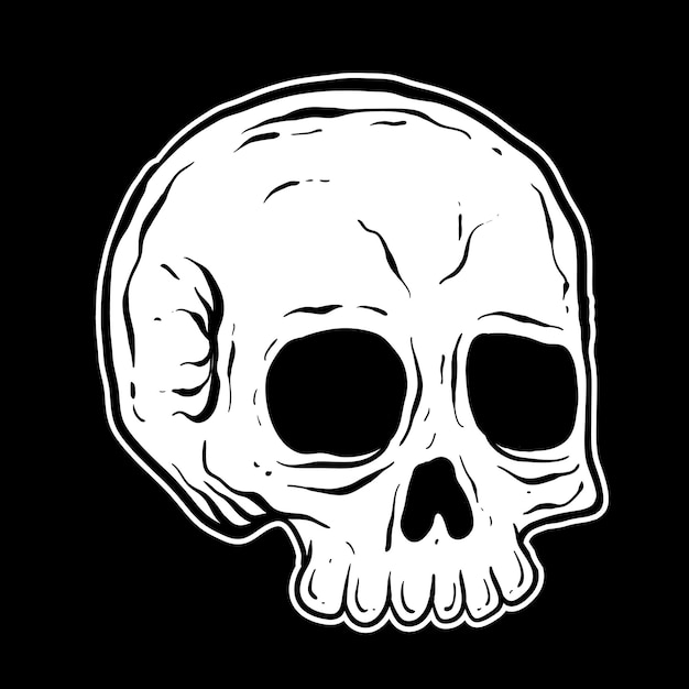 Hand drawn black and white skull premium vector