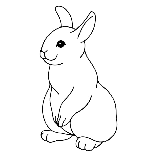 Hand drawn Black and white vector illustration of rabbit