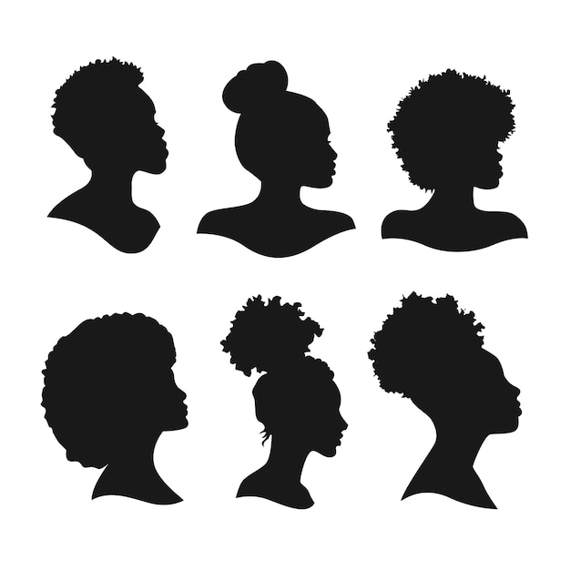 Vector hand drawn black woman silhouette