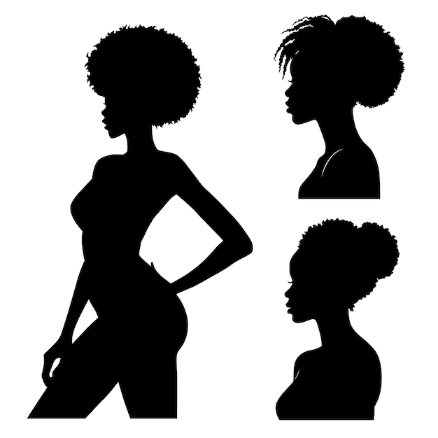 Hand drawn black woman silhouette