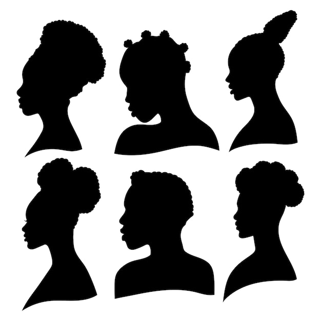 Vector hand drawn black woman silhouette