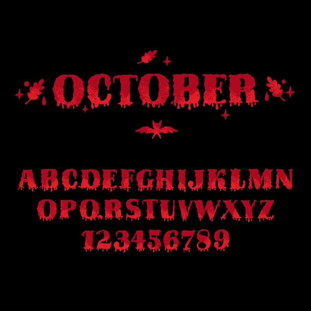 Vector hand drawn bloody font design