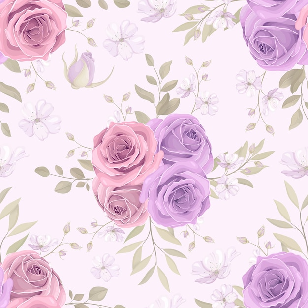 Disegnata a mano in fiore rosa fiore seamless pattern design