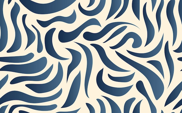 手描きの青の抽象的なパターンのシームレスなモダンなミニマリストのベクトル曲線の壁紙の背景