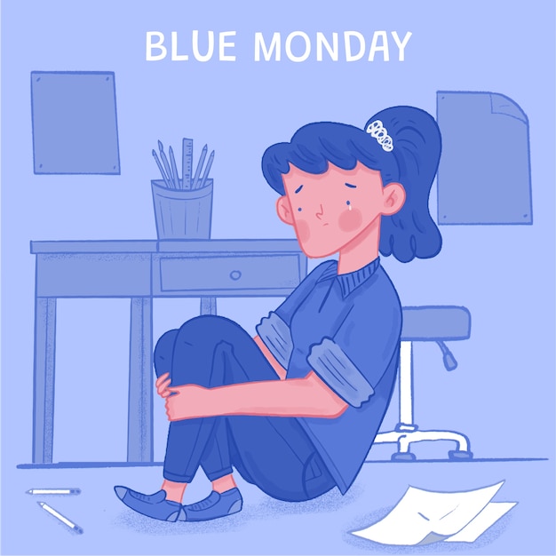 Vector hand drawn blue monday illustration