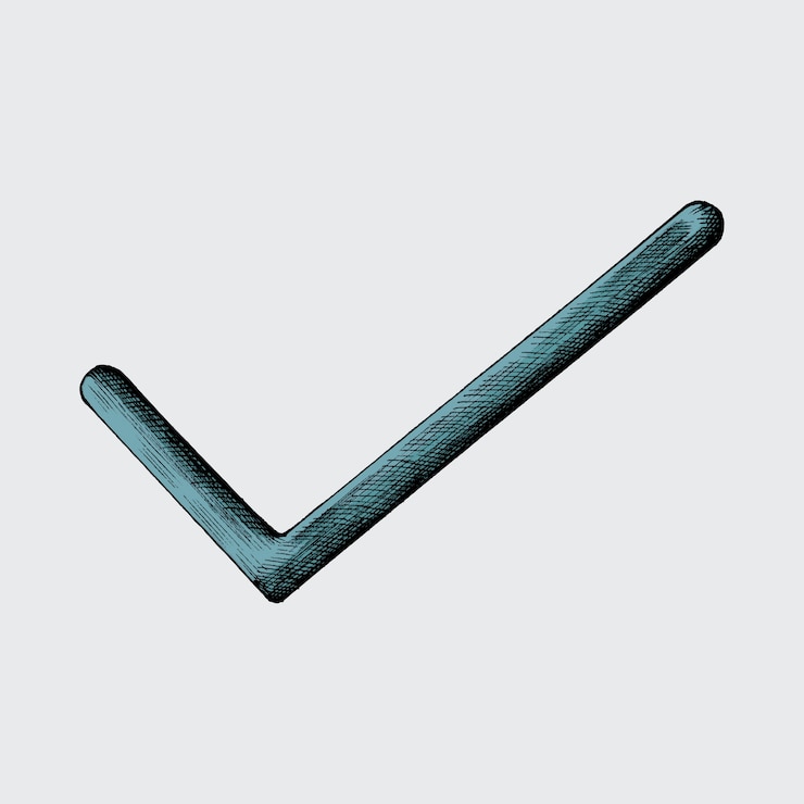 Vector hand-drawn blue right tick illsutratrion