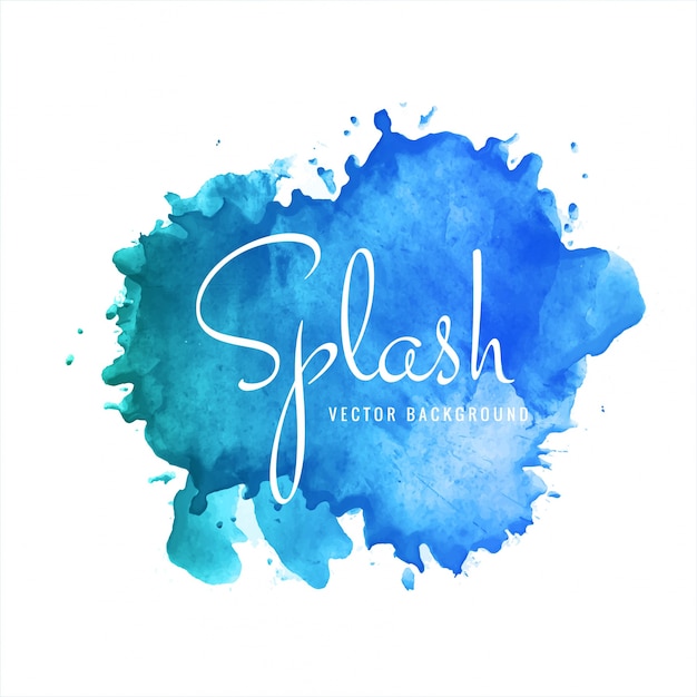 Hand drawn blue soft watercolor splash background