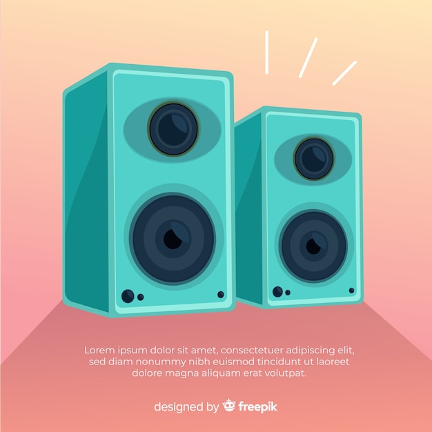 Vector hand drawn blue speaker background