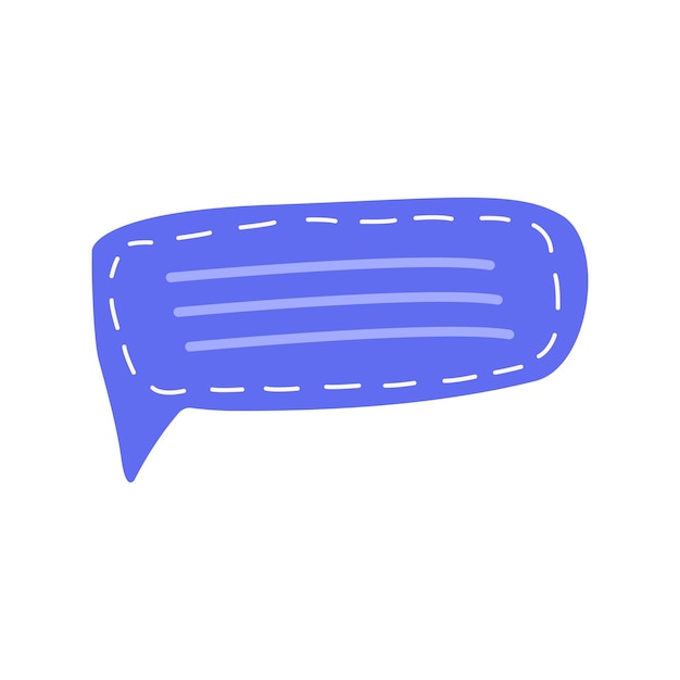 Vector hand drawn blue speech bubble doodle style vector illustration