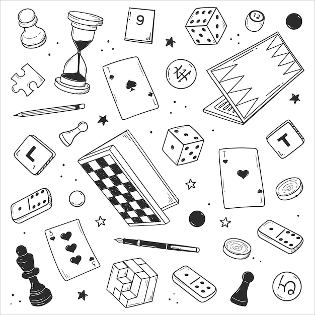 hand drawn board games pattern sketch doodle