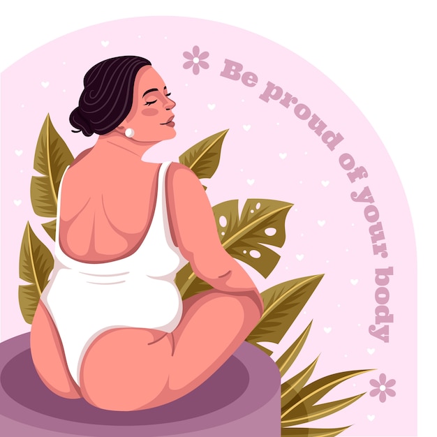 Vector hand drawn body positive illustration