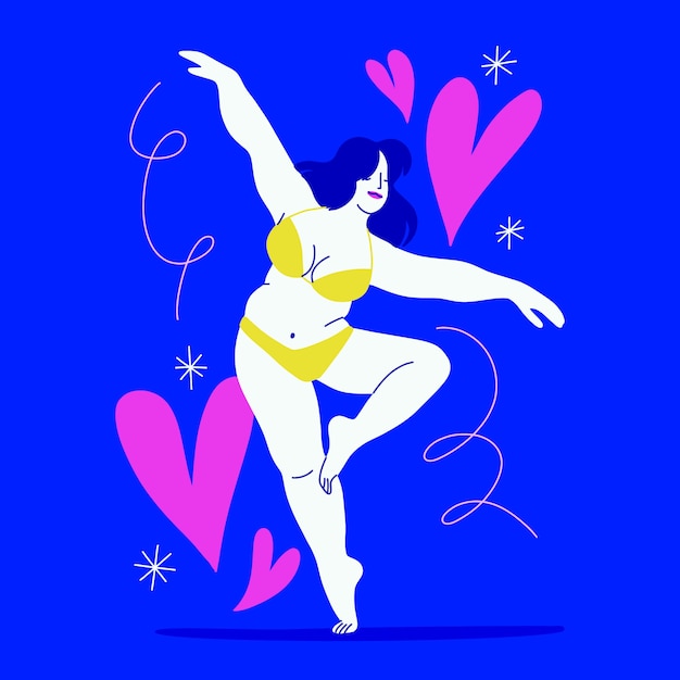 Vector hand drawn body positive illustration