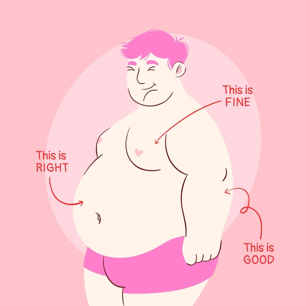 Vector hand drawn body positive illustration