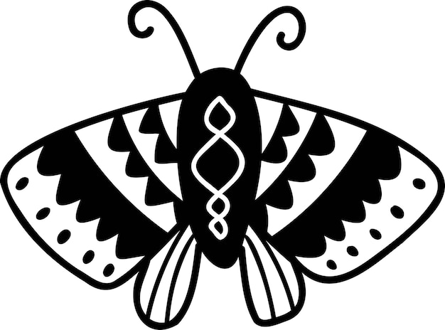 Hand Drawn bohemian style butterfly illustration