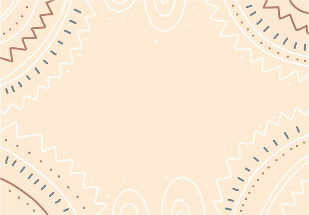 Vector hand drawn boho background with a brown and white pattern and african motif