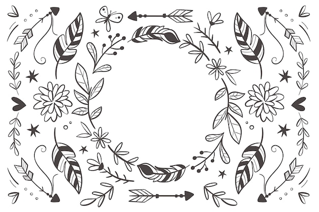 Vector hand drawn boho background