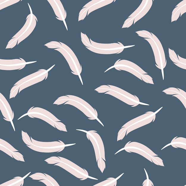 Hand drawn boho feathers pattern design