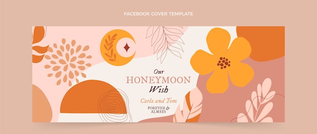 Vector hand drawn boho honeymoon facebook cover