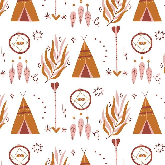 Vector hand drawn boho pattern design