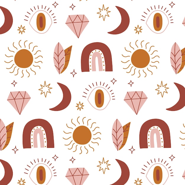 Vector hand drawn boho pattern design