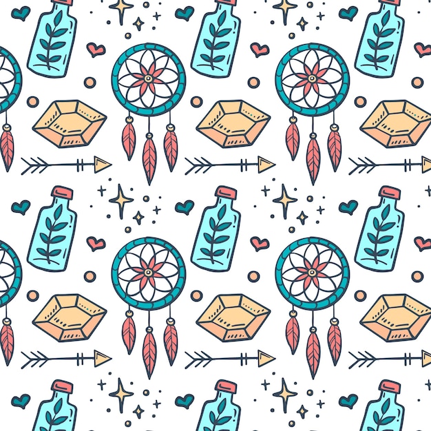 Hand drawn boho pattern design